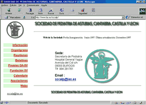 La página web de la SCCALP en 1997
