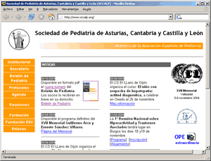 La página web de la SCCALP en la segunda mitad de 2004