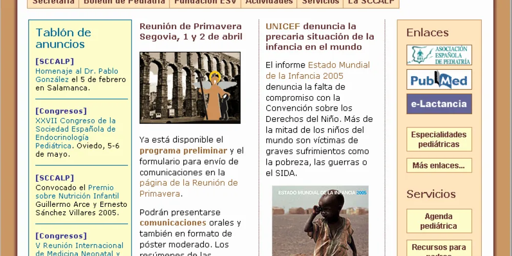 Página web de la SCCALP en enero de 2025